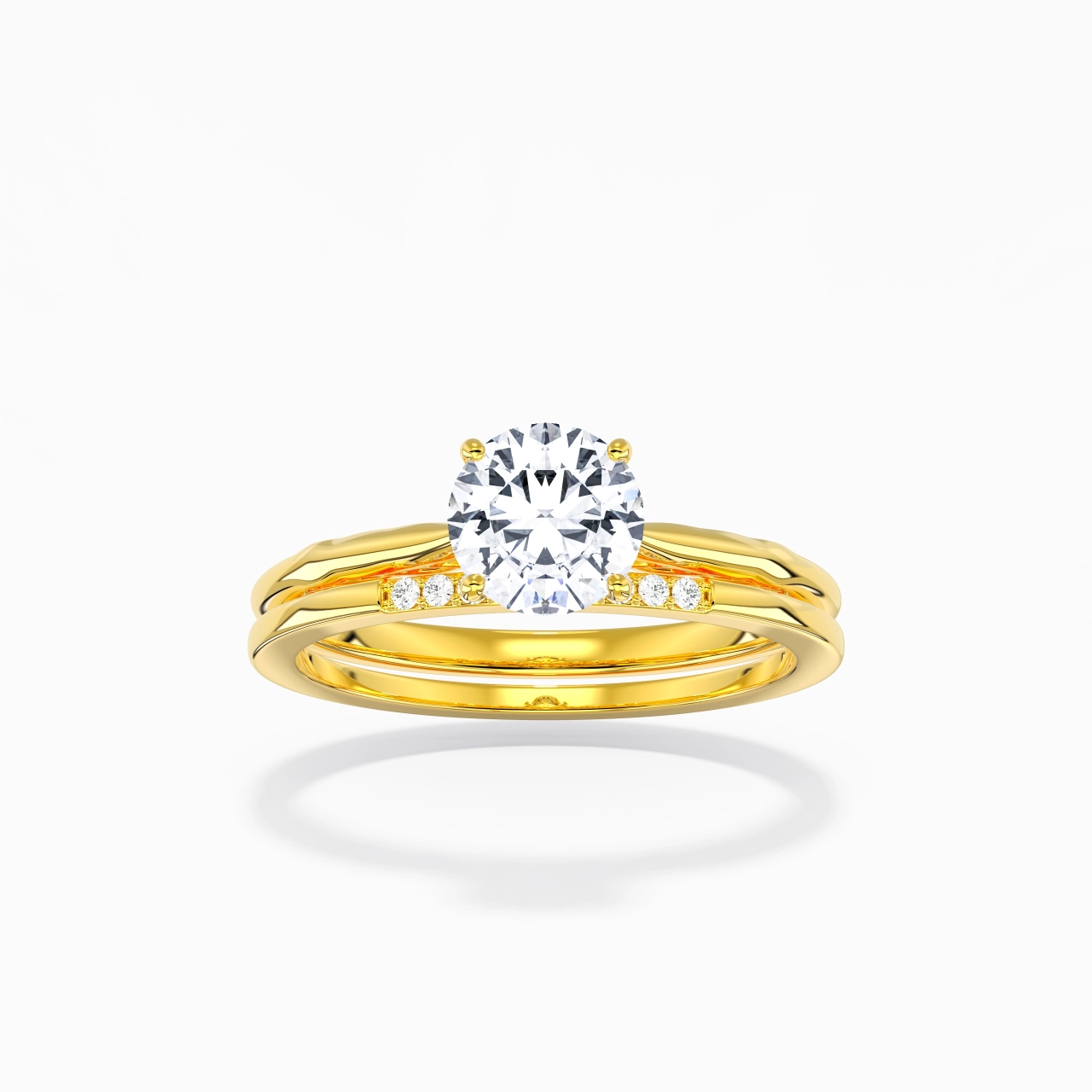Or 18 carats Moissanite Ensemble nuptial