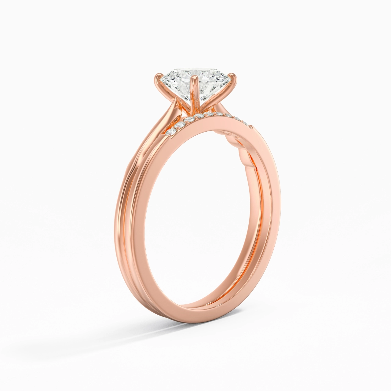 18K Rose Gold Moissanite Bridal Set