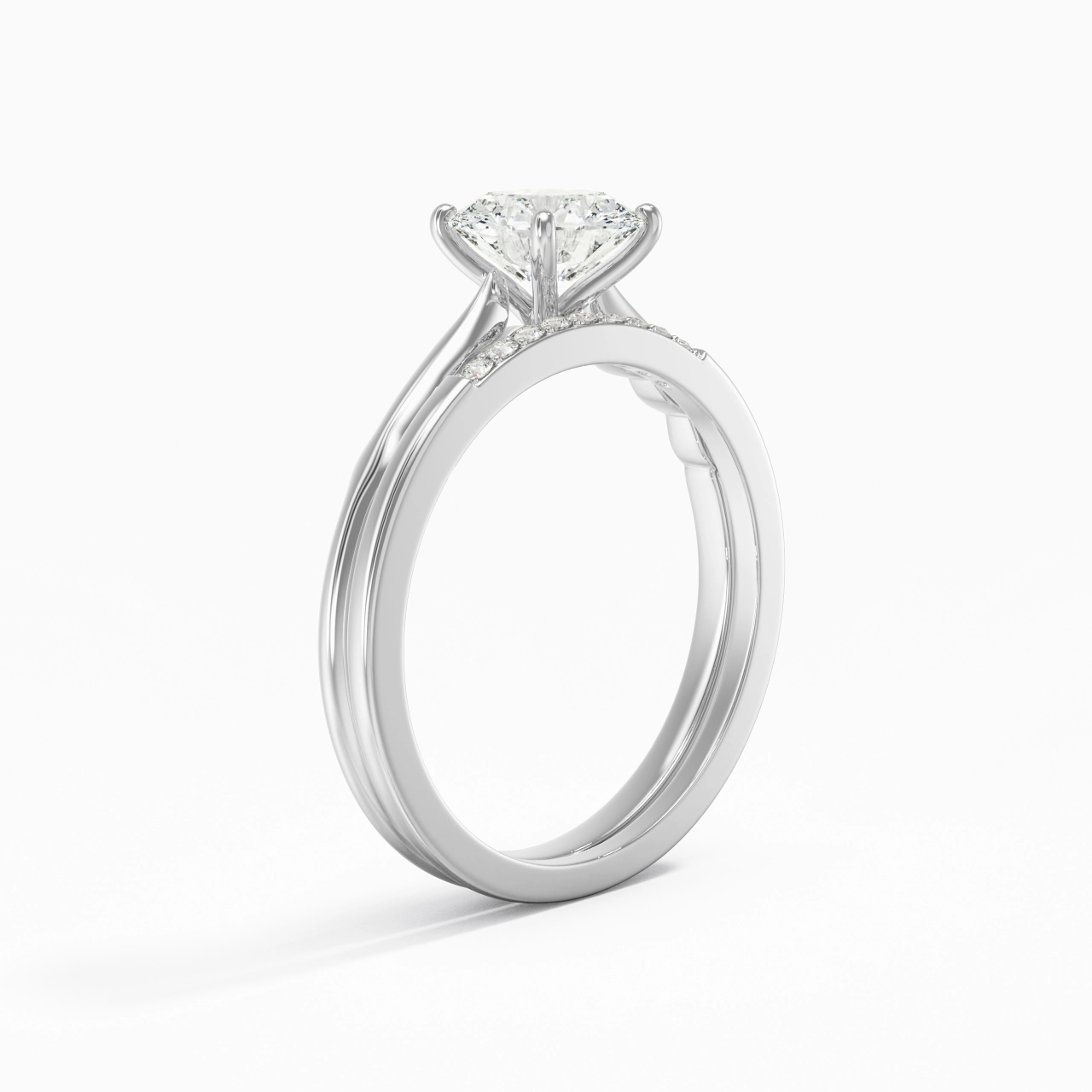 Or blanc 14 carats Moissanite Ensemble nuptial