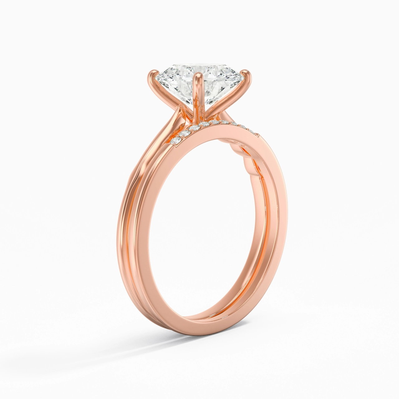 18K Rose Gold Moissanite Bridal Set