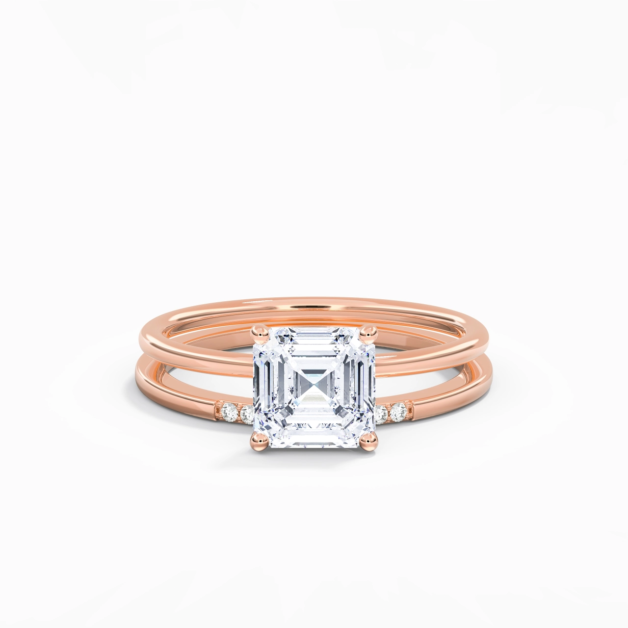 1.50ct Moissanite Wedding Ring Set 18K Rose Gold