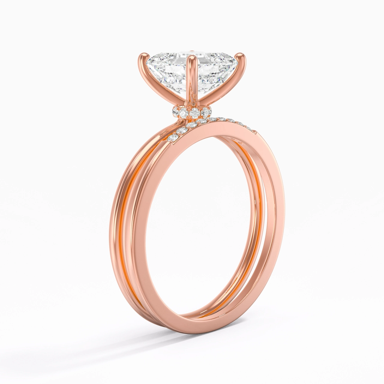 1.50ct Moissanite Wedding Ring Set 18K Rose Gold