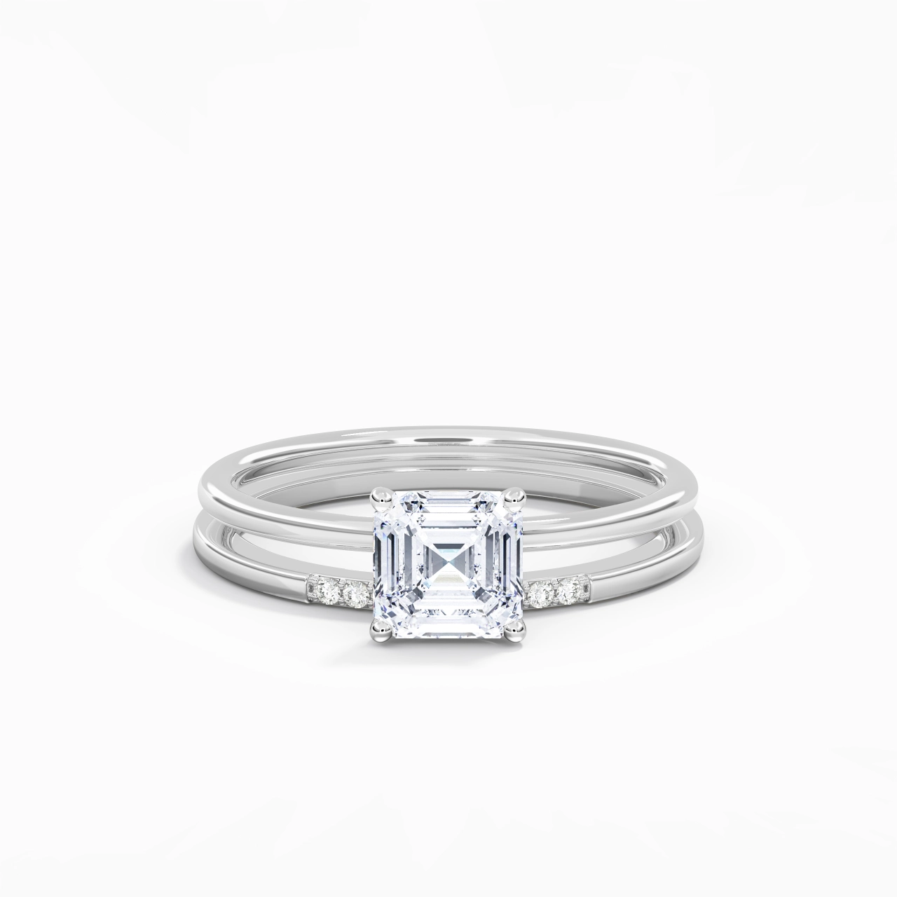 1.00ct Moissanite Wedding Ring Set 925 Sterling Silver