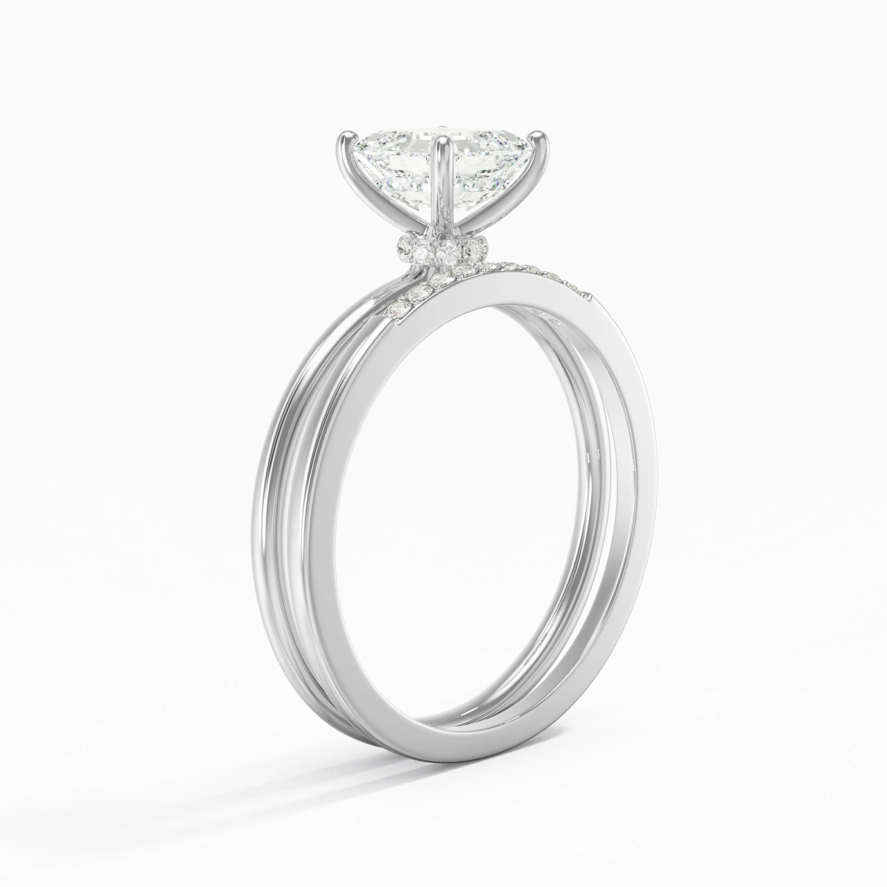 1.00ct Moissanite Wedding Ring Set 925 Sterling Silver
