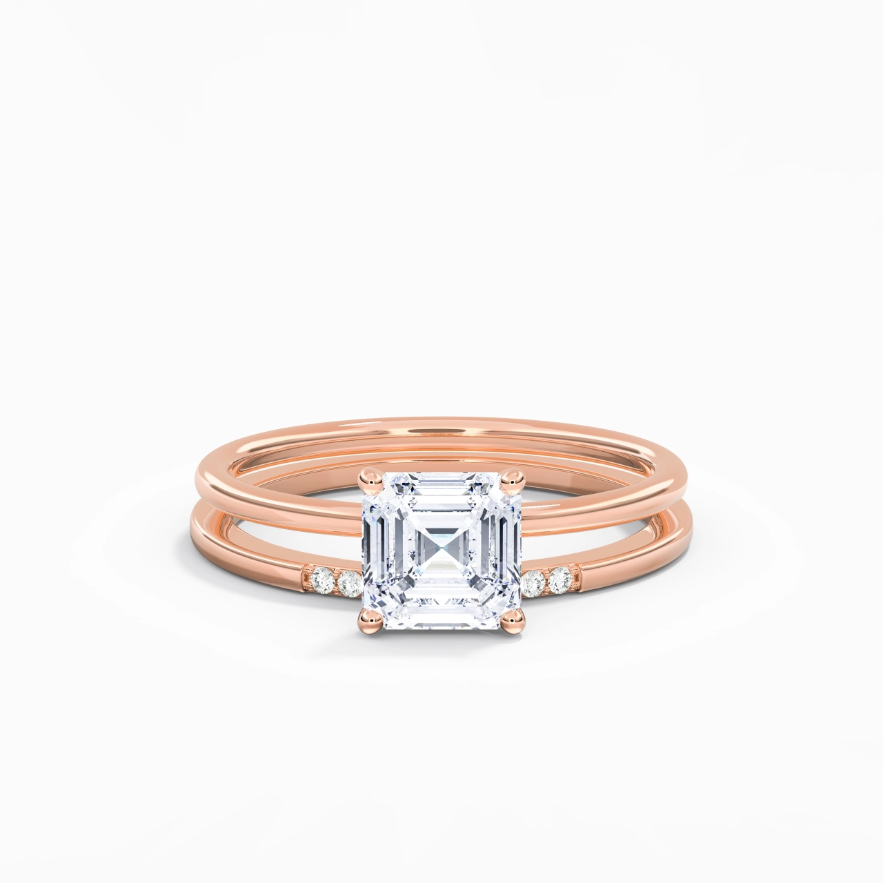 2.00ct Moissanite Wedding Ring Set 14K Rose Gold