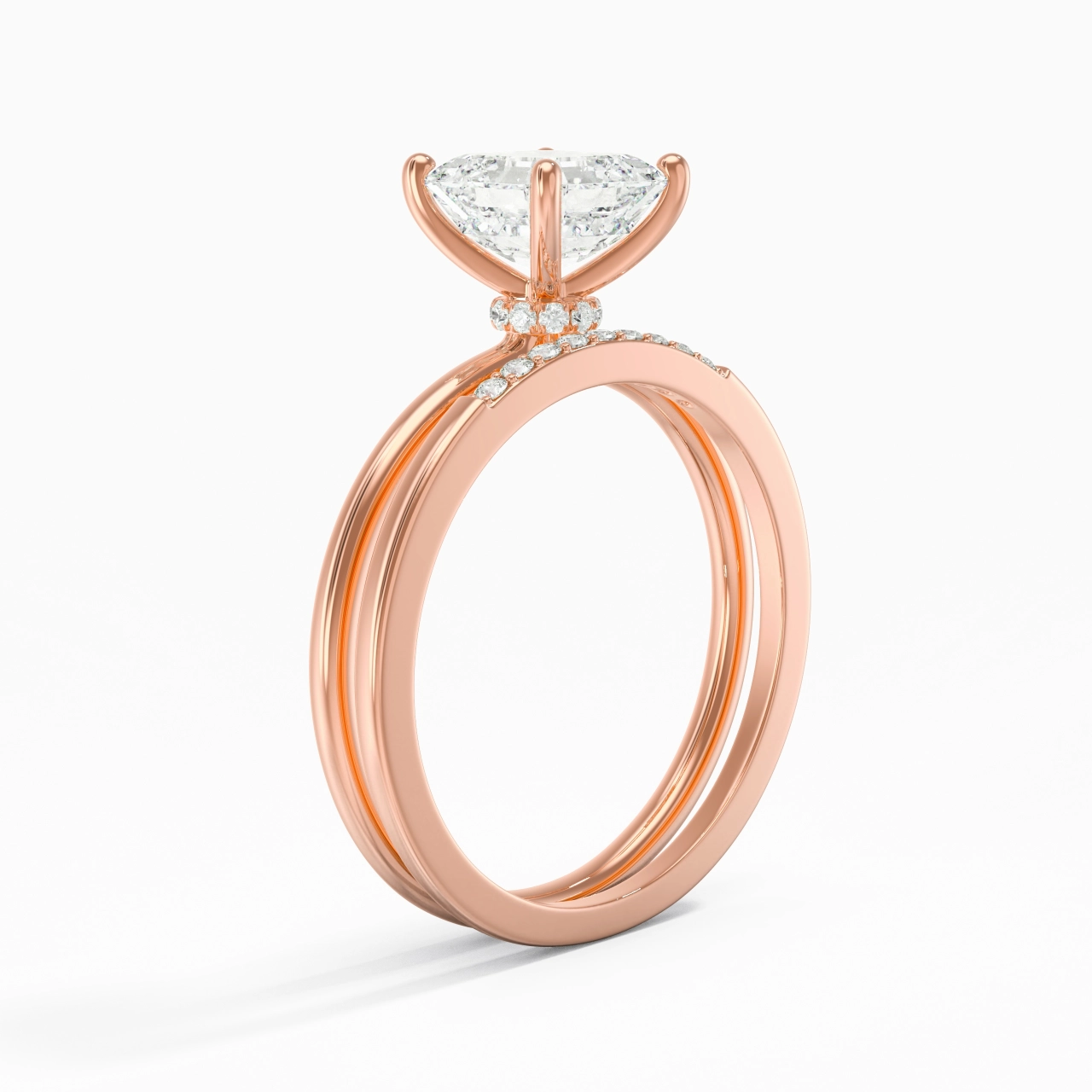 2.00ct Moissanite Wedding Ring Set 14K Rose Gold