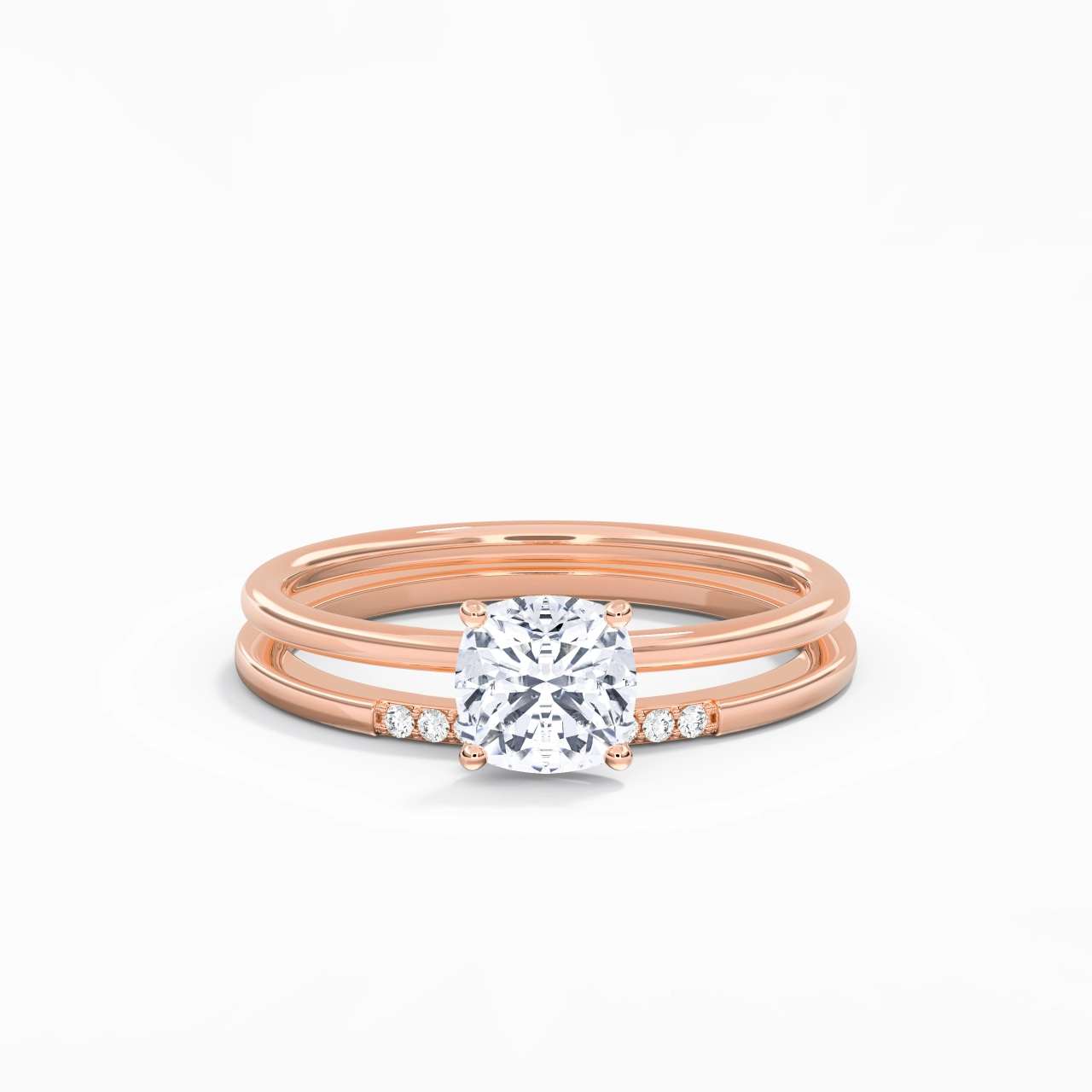 1.00ct Moissanite Ensemble d'alliances Or rose 14 carats