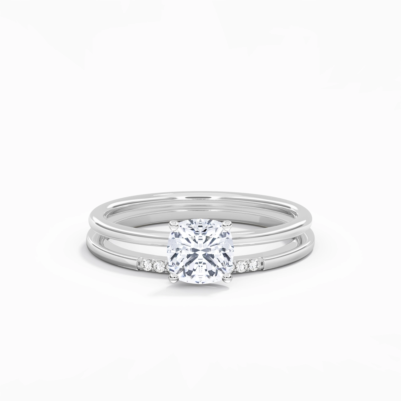 1.00ct Moissanite Wedding Ring Set 925 Sterling Silver
