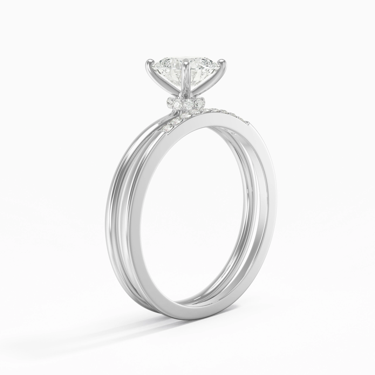 1.00ct Moissanite Wedding Ring Set 925 Sterling Silver