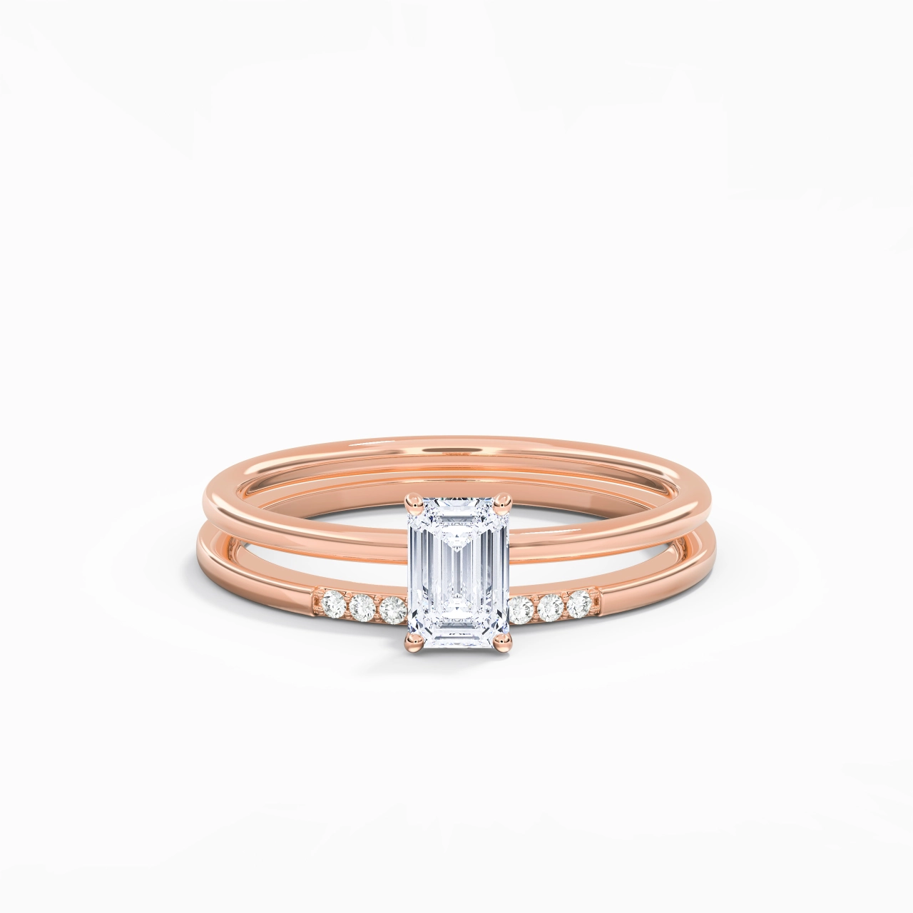 0.80ct Moissanite Wedding Ring Set 14K Rose Gold