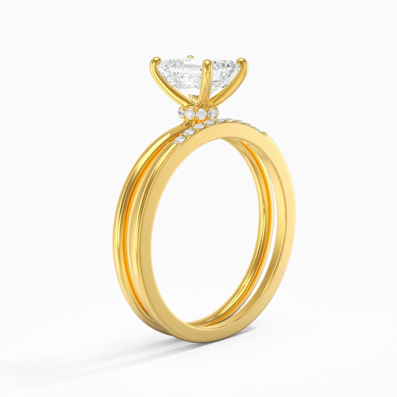 1.00ct Moissanite Wedding Ring Set 18K Gold