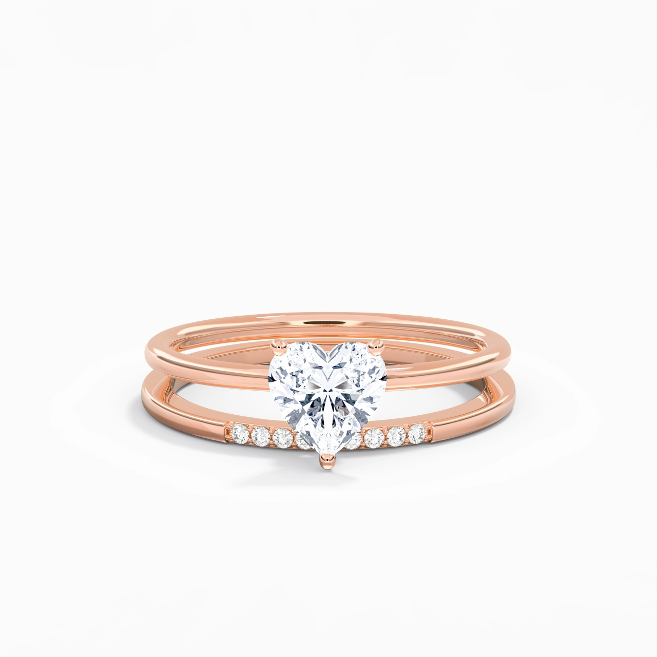 1.00ct Moissanite Wedding Ring Set 14K Rose Gold