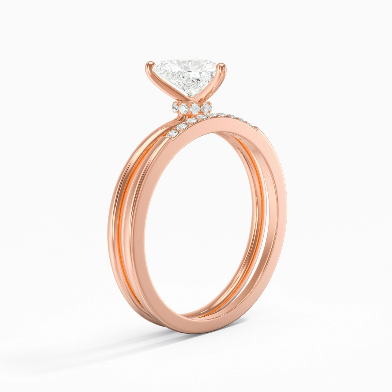 1.00ct Moissanite Wedding Ring Set 14K Rose Gold