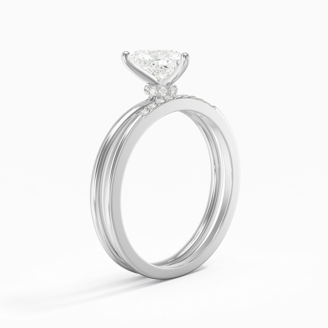 1.00ct Moissanite Wedding Ring Set 925 Sterling Silver