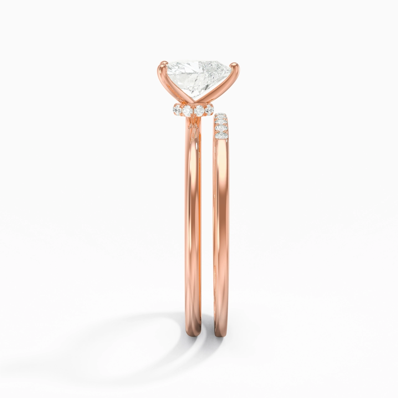 1.00ct Moissanite Wedding Ring Set 14K Rose Gold