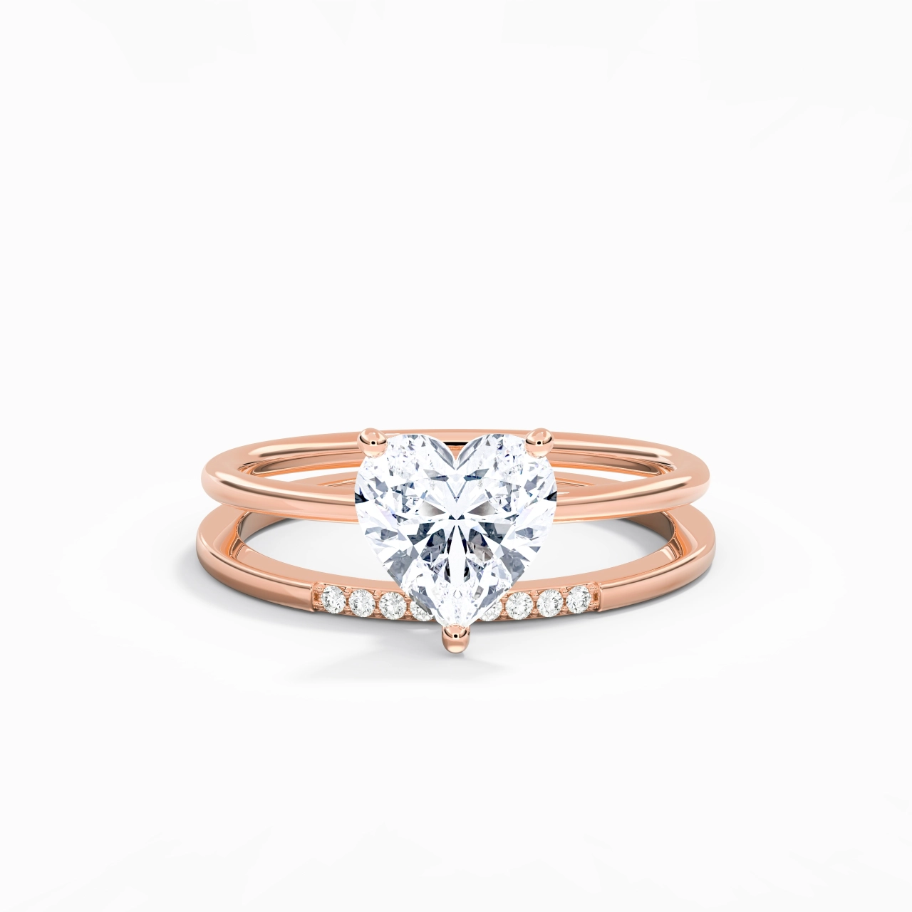 2.00ct Moissanite Ensemble d'alliances Or rose 18 carats