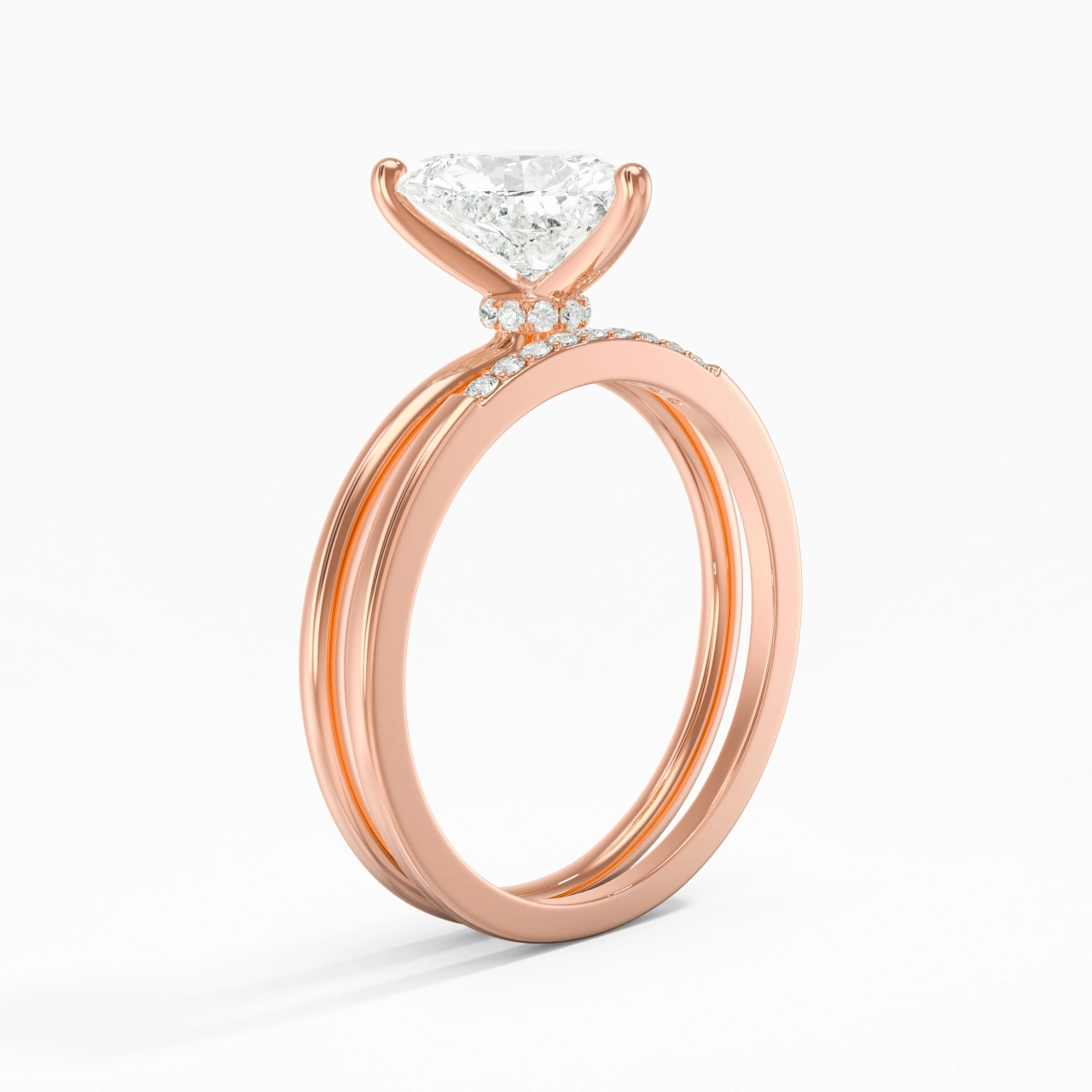2.00ct Moissanite Ensemble d'alliances Or rose 18 carats