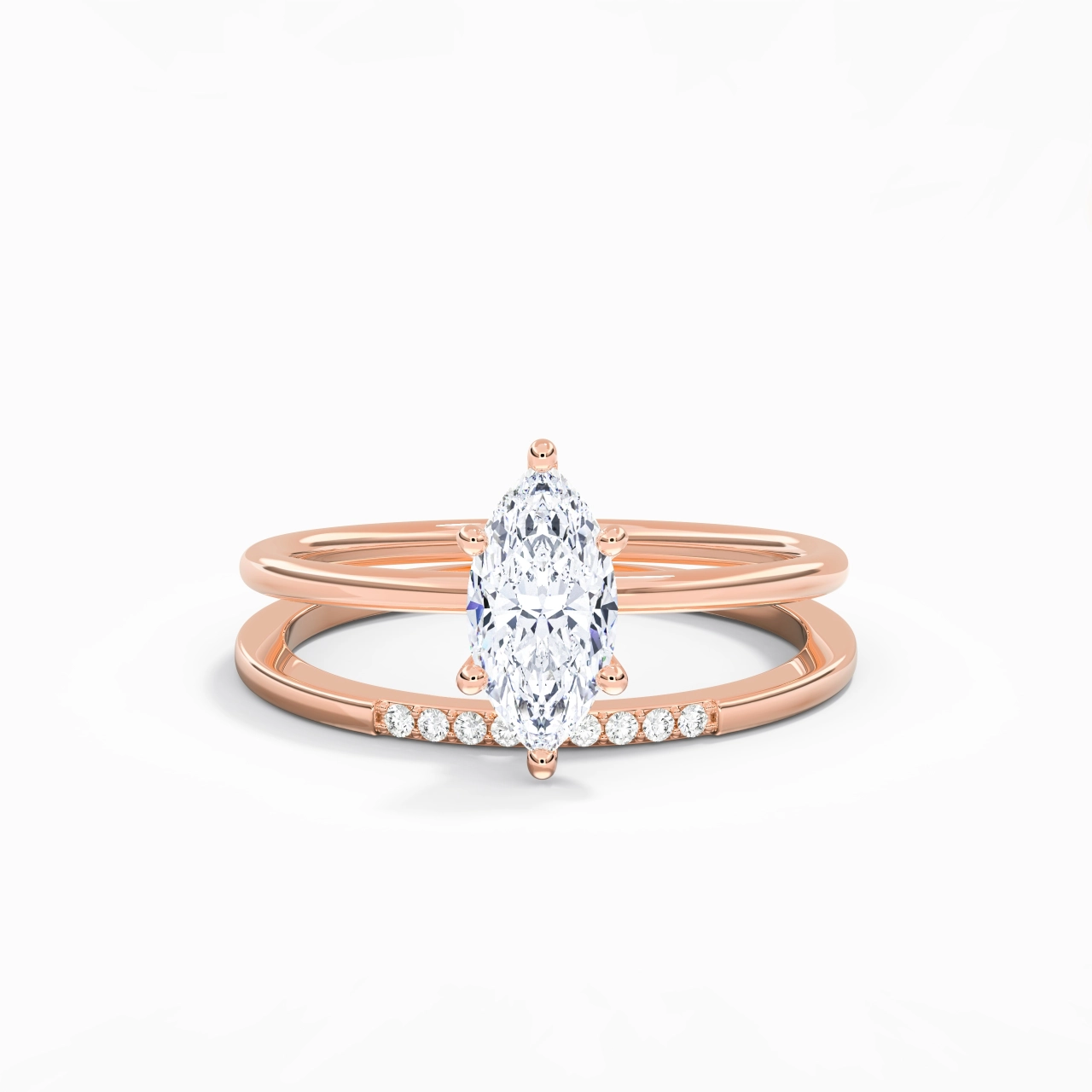 1.00ct Moissanite Wedding Ring Set 18K Rose Gold