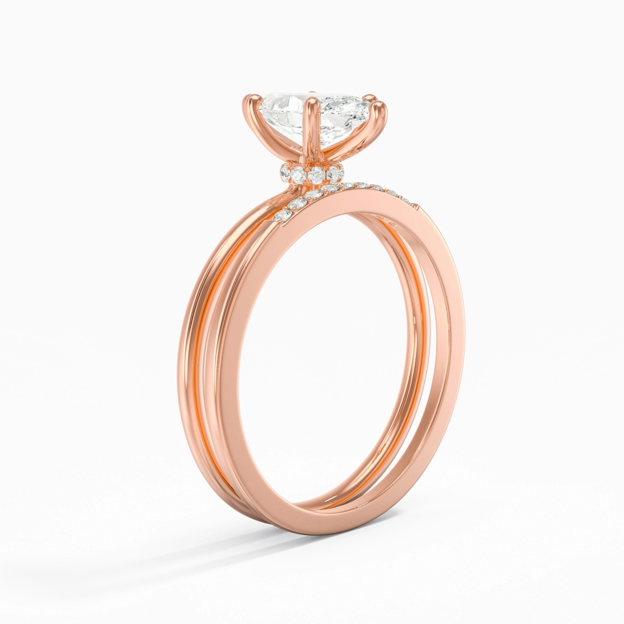 1.00ct Moissanite Wedding Ring Set 18K Rose Gold