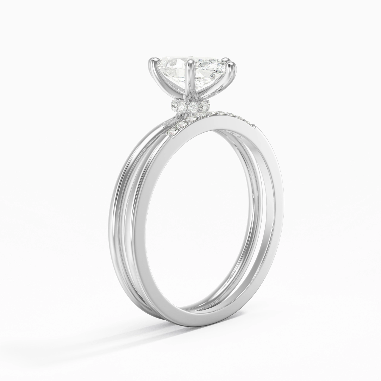 1.00ct Moissanite Wedding Ring Set 925 Sterling Silver