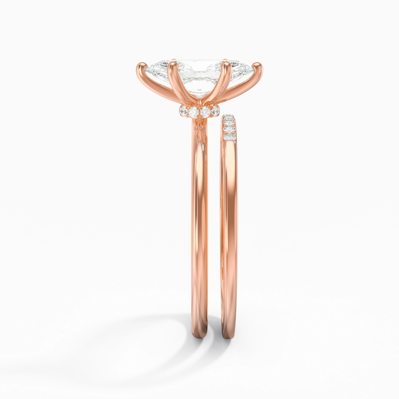 1.00ct Moissanite Wedding Ring Set 18K Rose Gold