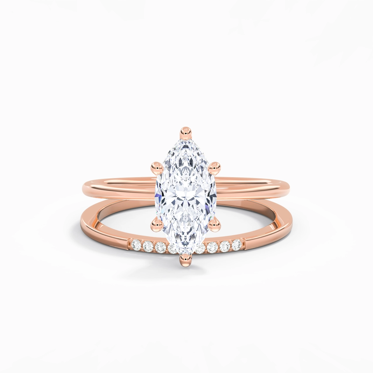 2.00ct Moissanite Wedding Ring Set 14K Rose Gold