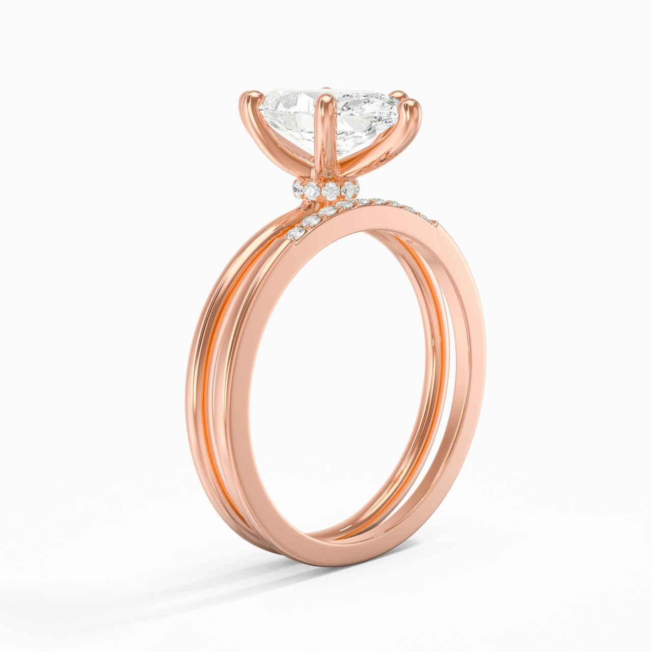2.00ct Moissanite Wedding Ring Set 14K Rose Gold