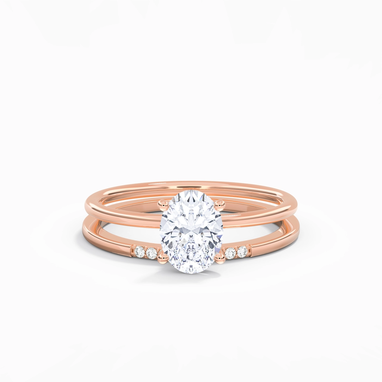 1.50ct Moissanite Wedding Ring Set 18K Rose Gold