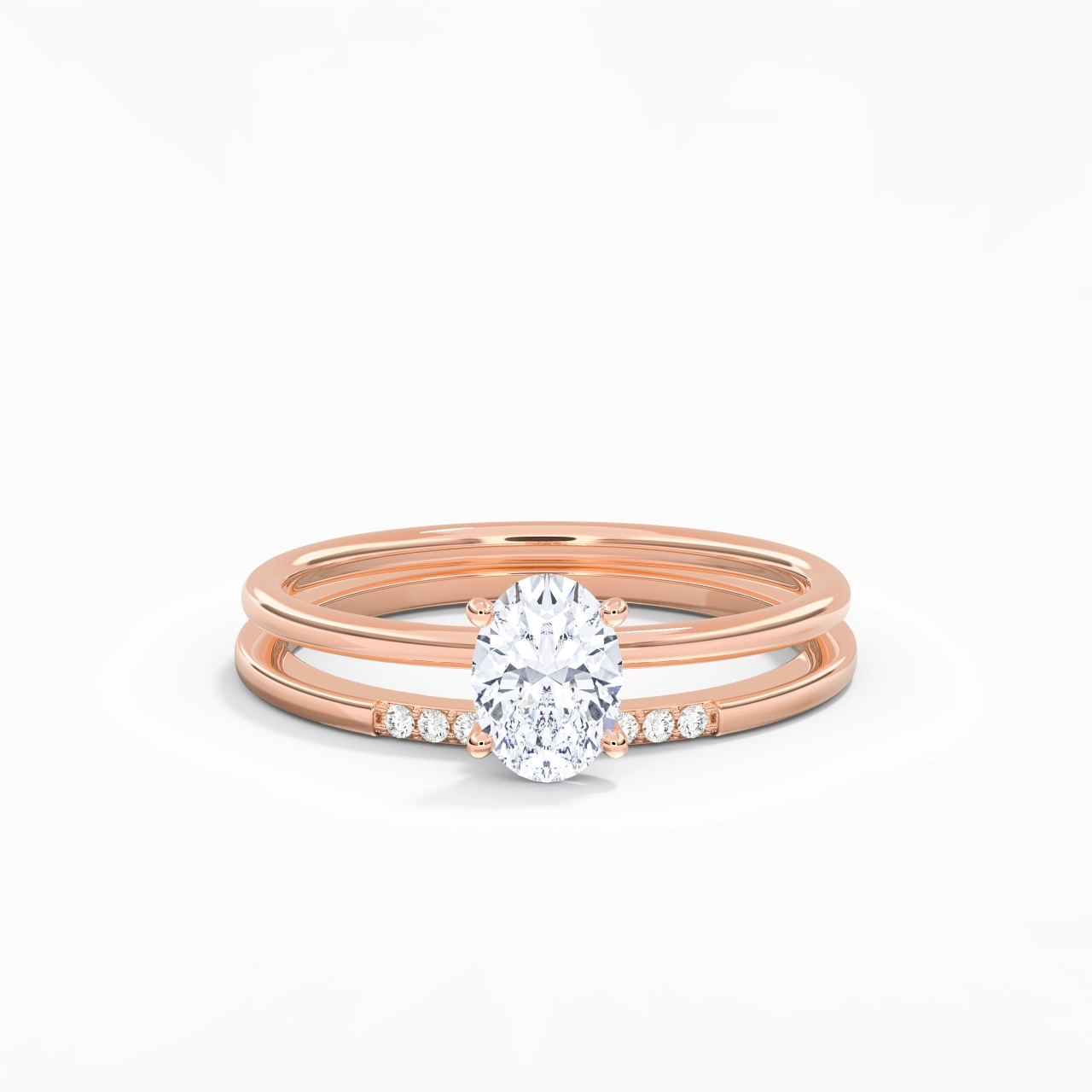 1.00ct Moissanite Wedding Ring Set 14K Rose Gold