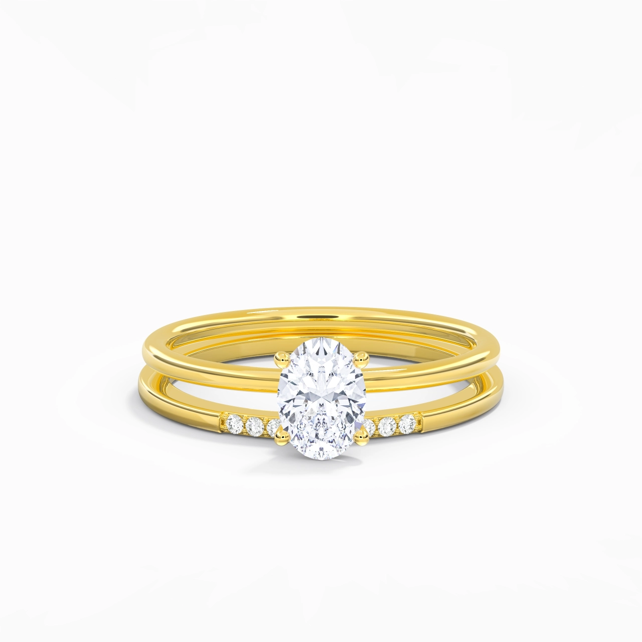 1.00ct Moissanite Wedding Ring Set 18K Gold