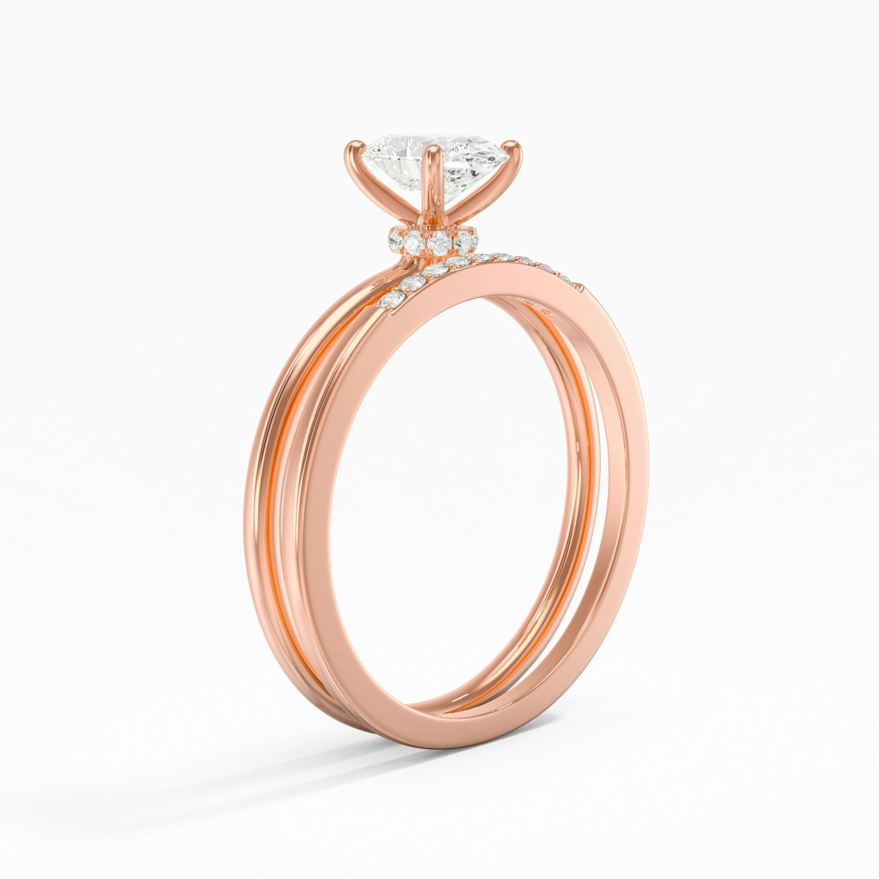 1.00ct Moissanite Wedding Ring Set 14K Rose Gold
