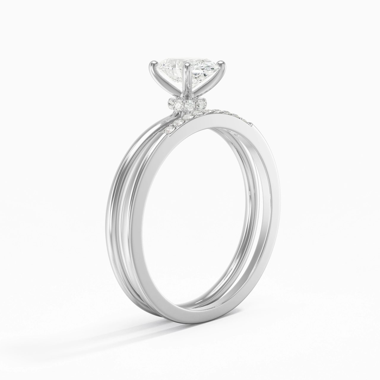 1.00ct Moissanite Wedding Ring Set 925 Sterling Silver