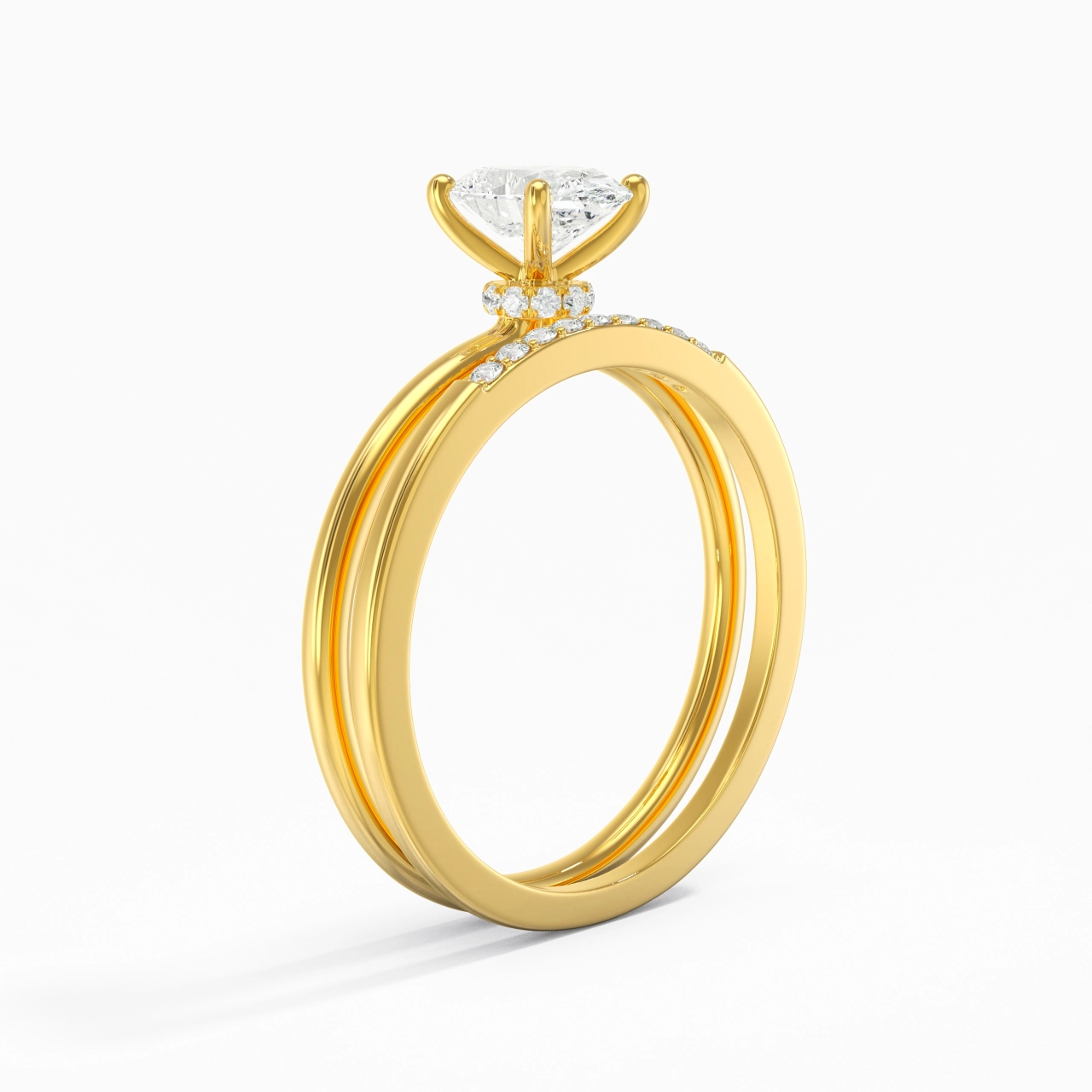 1.00ct Moissanite Wedding Ring Set 18K Gold