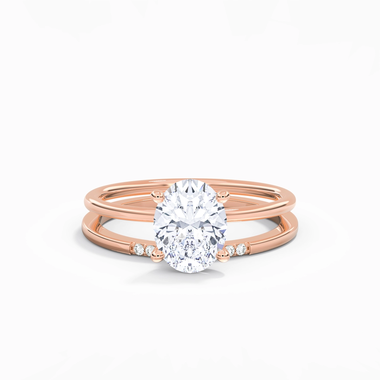 2.00ct Moissanite Wedding Ring Set 14K Rose Gold