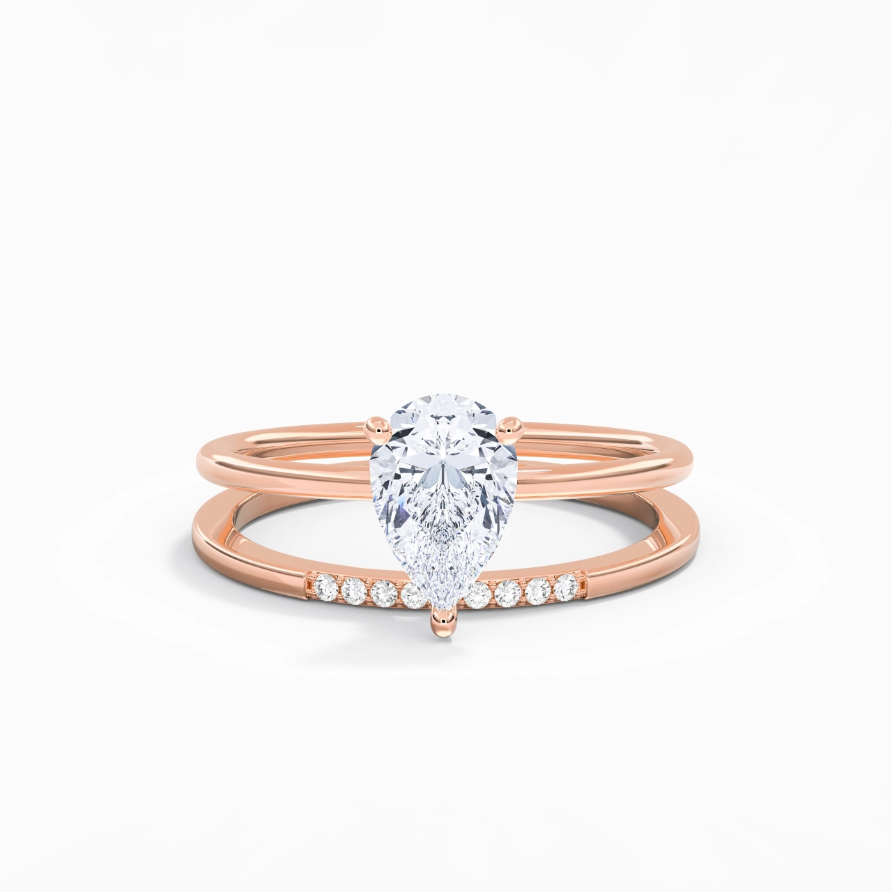 1.50ct Moissanite Wedding Ring Set 18K Rose Gold