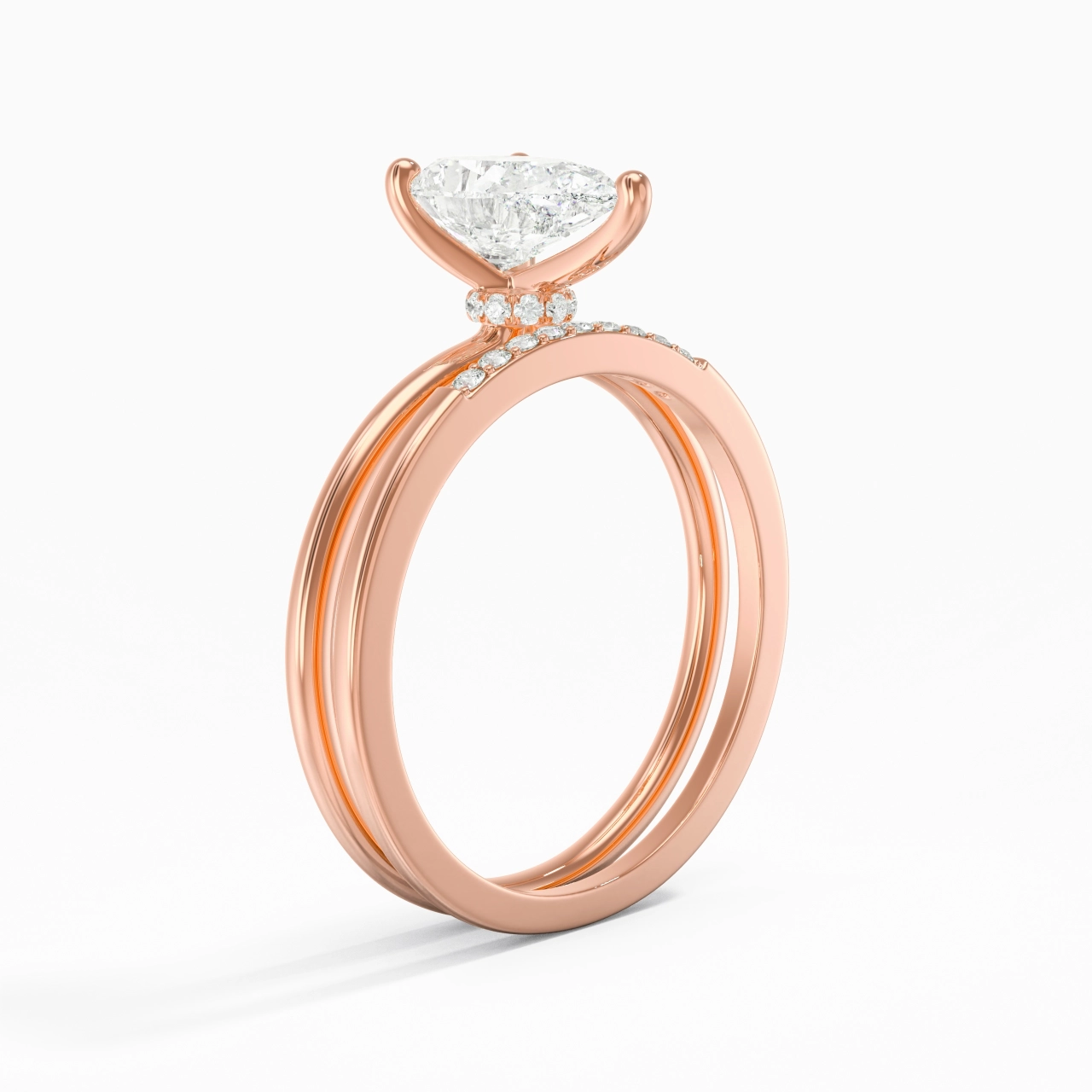 1.50ct Moissanite Wedding Ring Set 18K Rose Gold