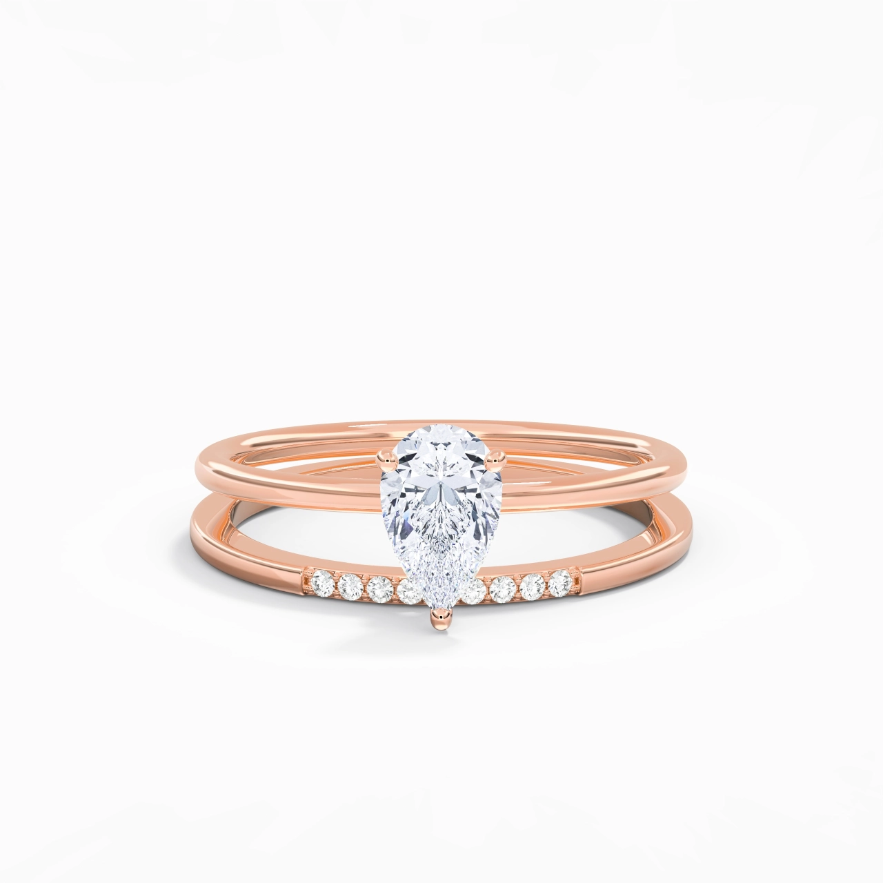 1.00ct Moissanite Wedding Ring Set 18K Rose Gold