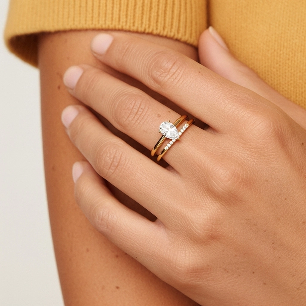 1.00ct Moissanite Ensemble d'alliances Argent sterling 925