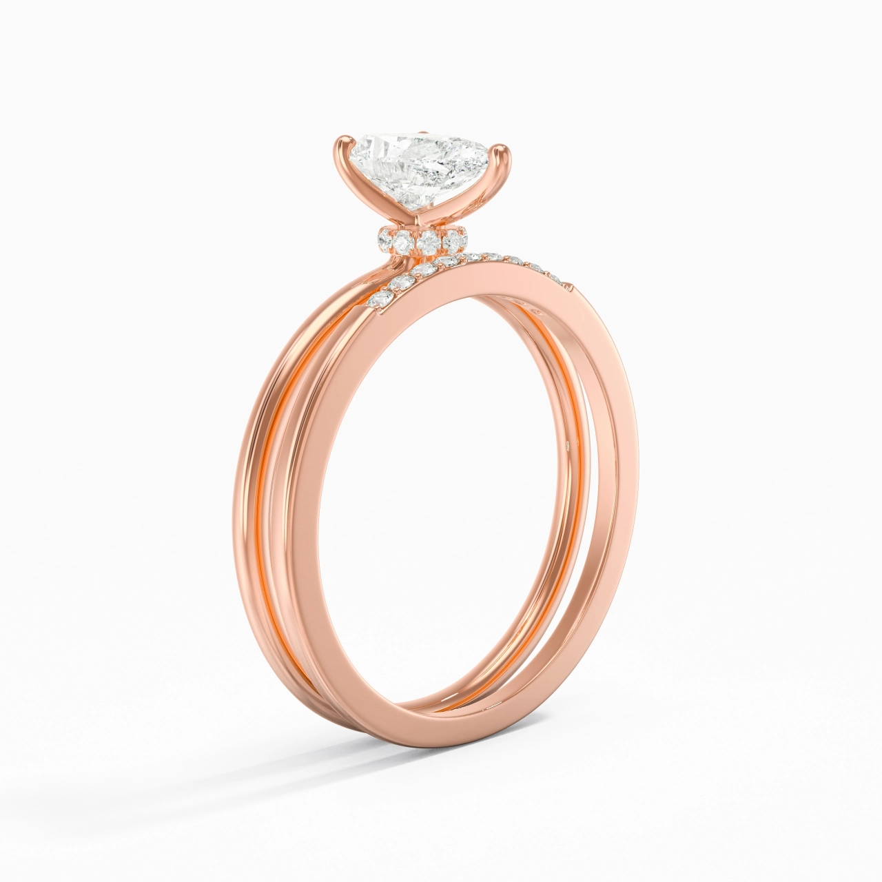 1.00ct Moissanite Wedding Ring Set 18K Rose Gold