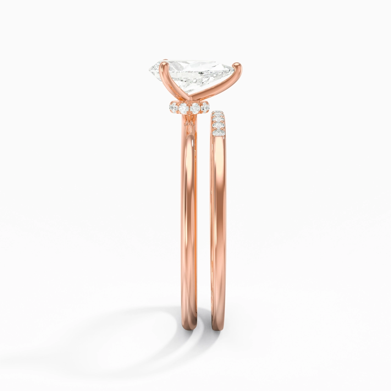 1.00ct Moissanite Wedding Ring Set 18K Rose Gold