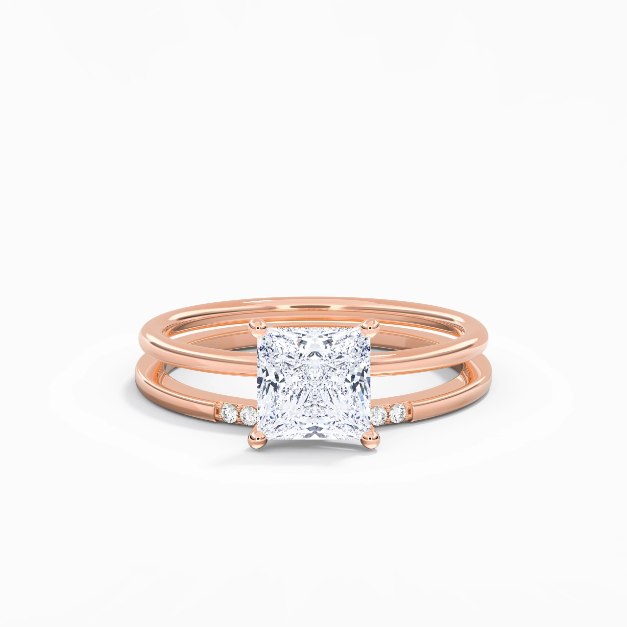 1.50ct Moissanite Wedding Ring Set 14K Rose Gold