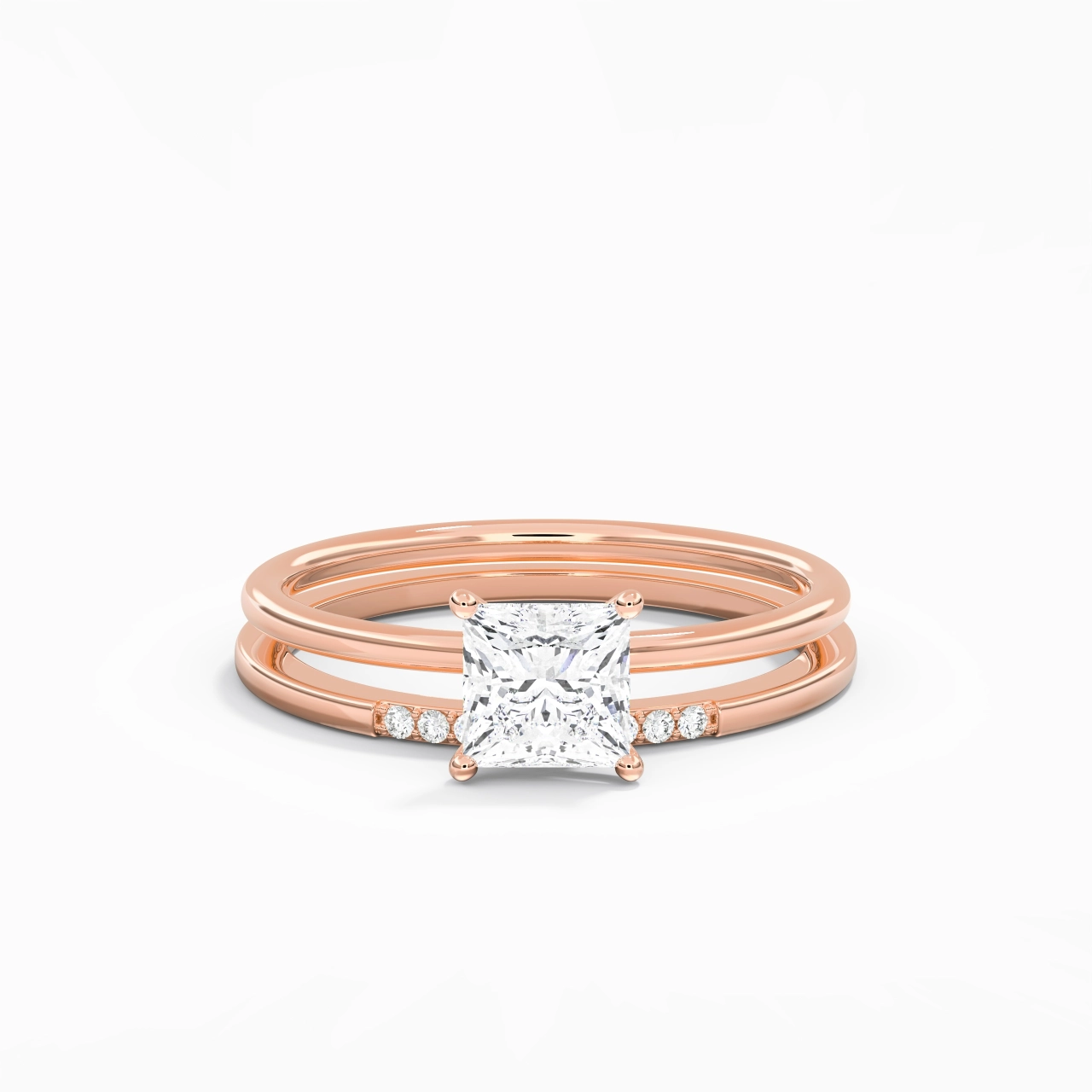1.00ct Moissanite Wedding Ring Set 14K Rose Gold