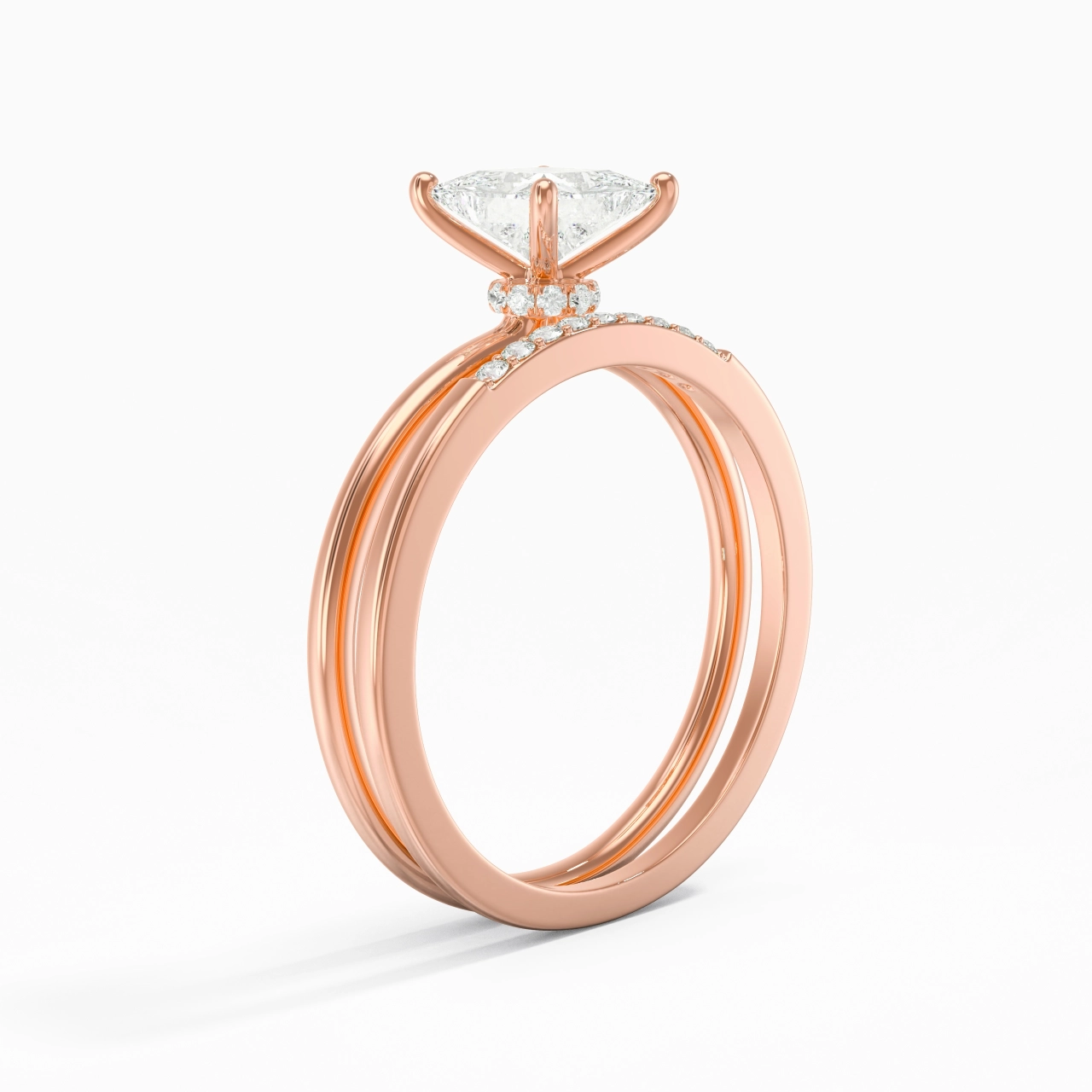 1.00ct Moissanite Wedding Ring Set 14K Rose Gold
