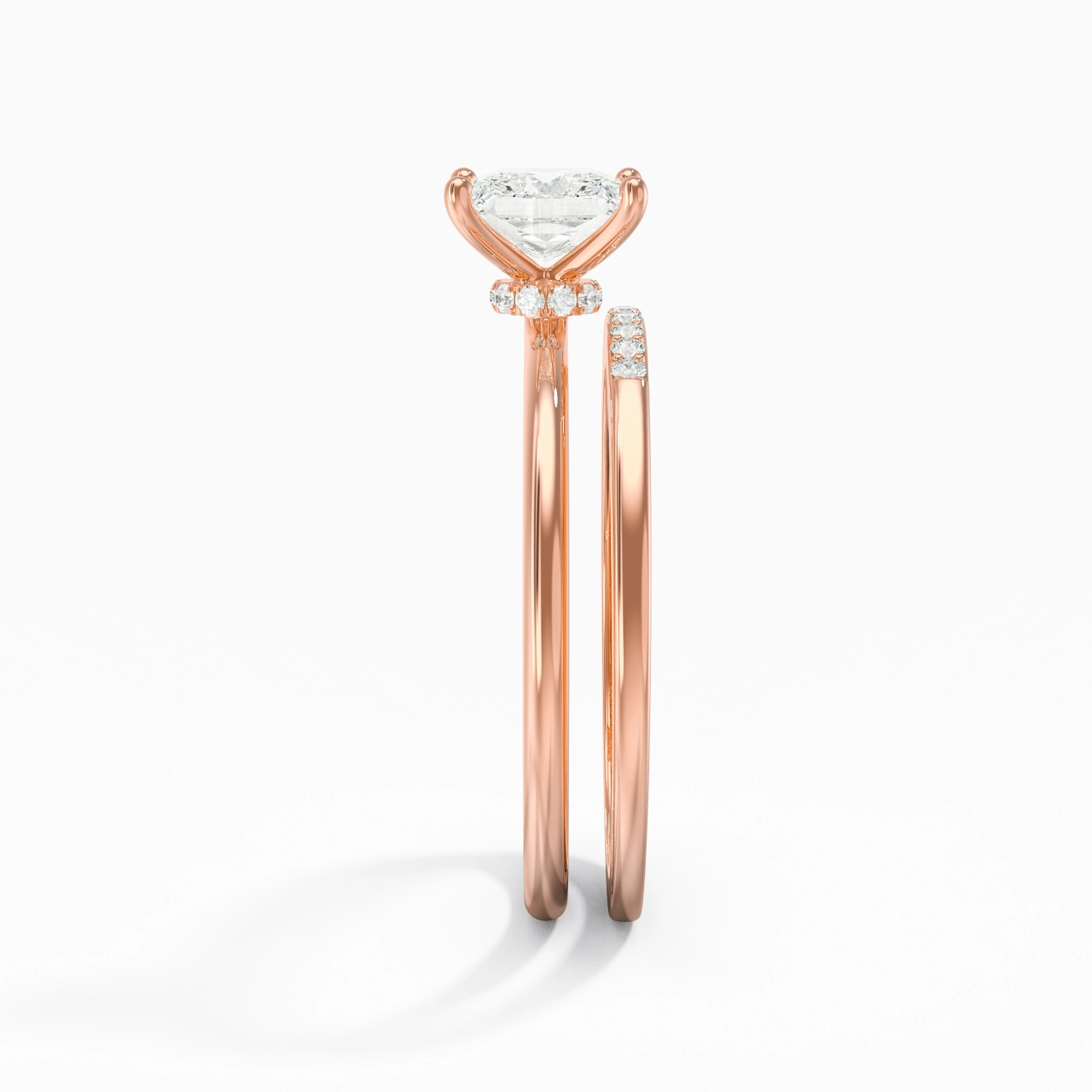 1.00ct Moissanite Wedding Ring Set 14K Rose Gold