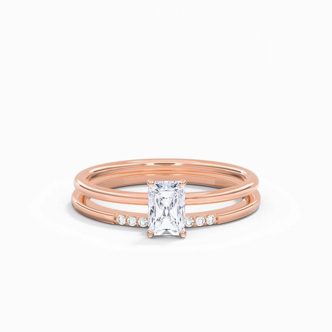 0.80ct Moissanite Ensemble d'alliances Or rose 14 carats