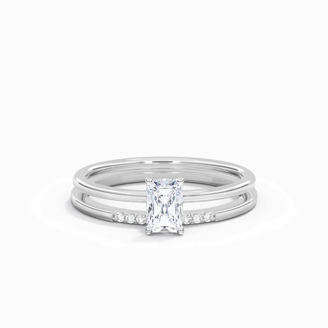 0.80ct Moissanite Ensemble d'alliances Argent sterling 925