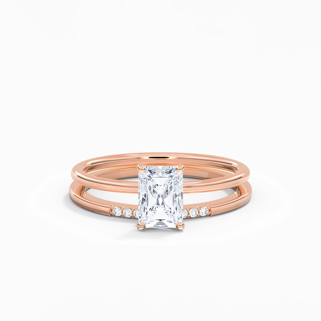 1.00ct Moissanite Wedding Ring Set 14K Rose Gold