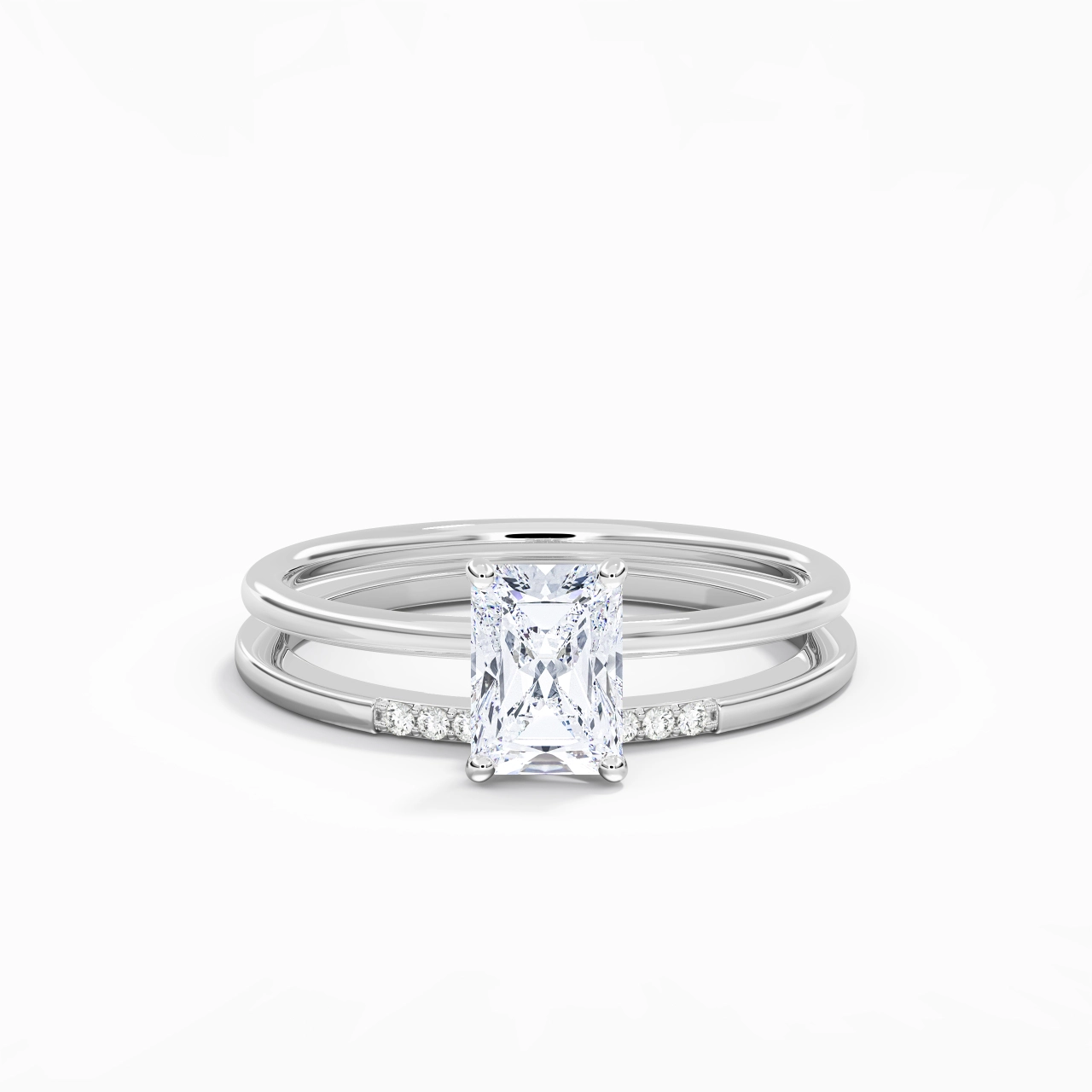 1.00ct Moissanite Wedding Ring Set 925 Sterling Silver