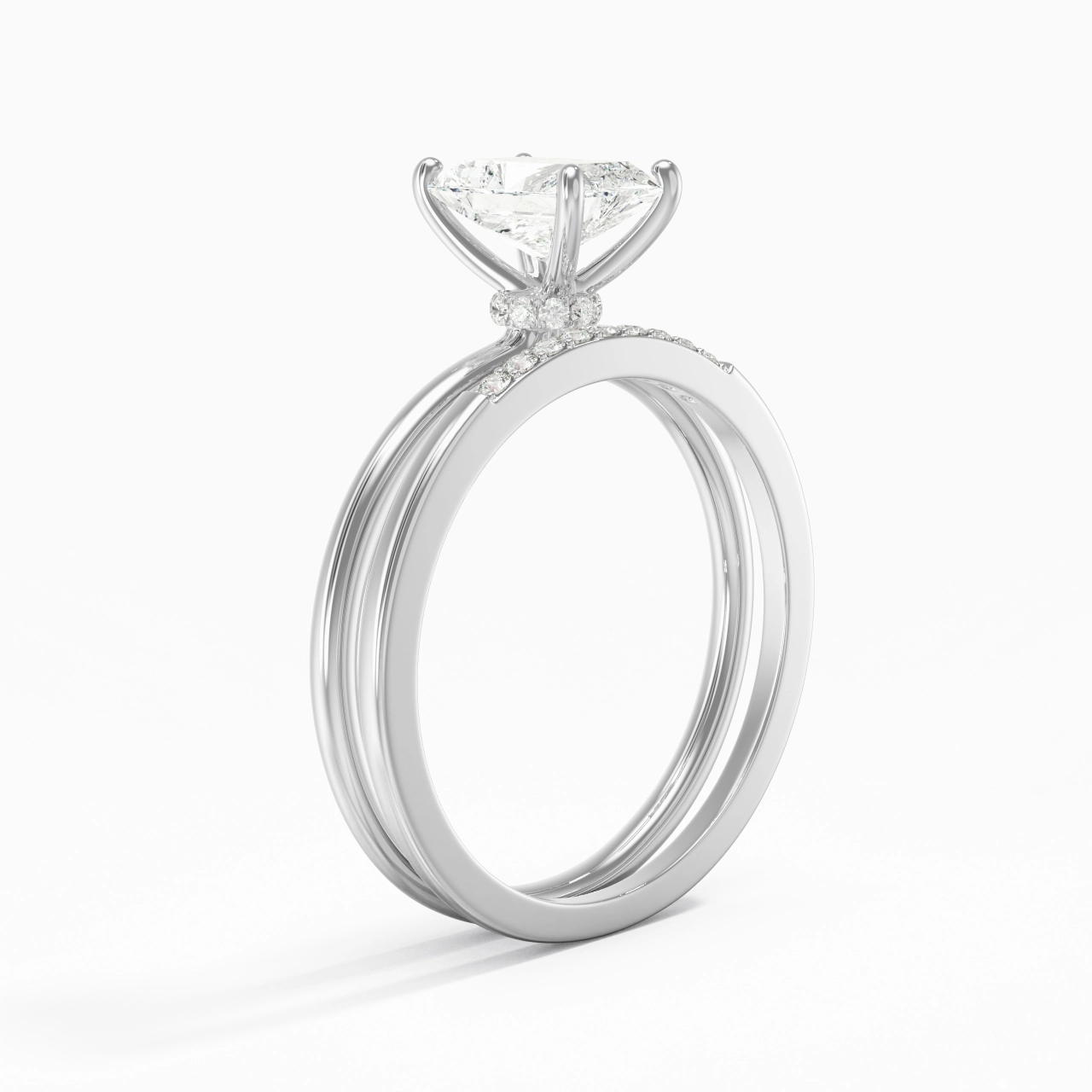 1.00ct Moissanite Wedding Ring Set 925 Sterling Silver