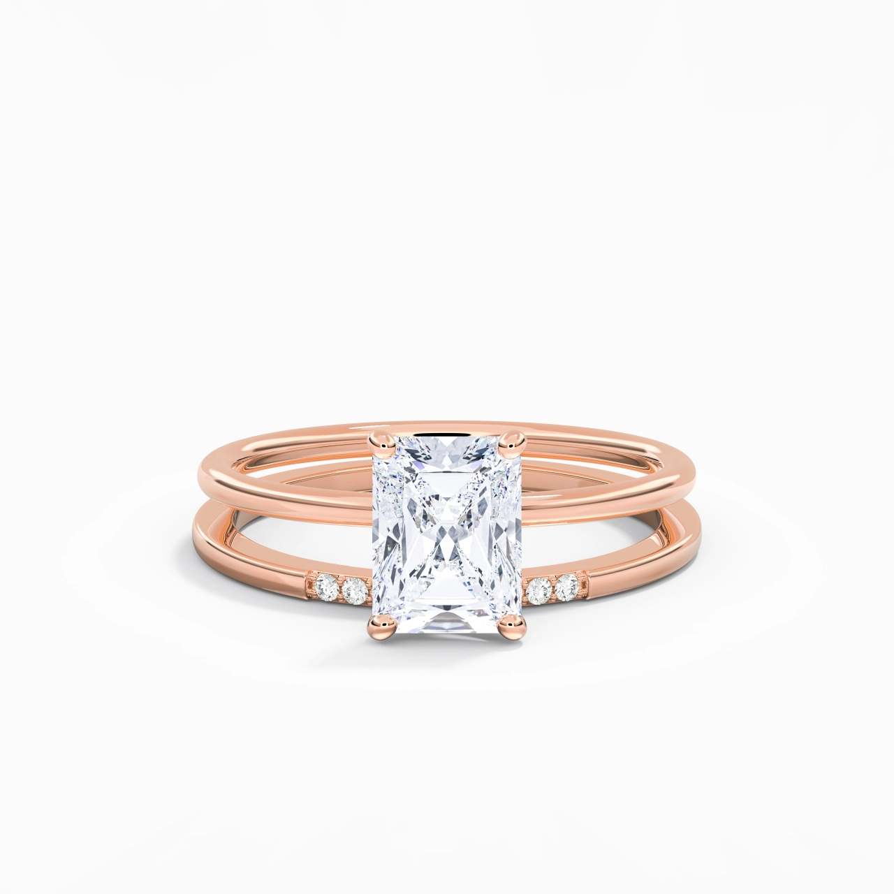2.00ct Moissanite Ensemble d'alliances Or rose 18 carats